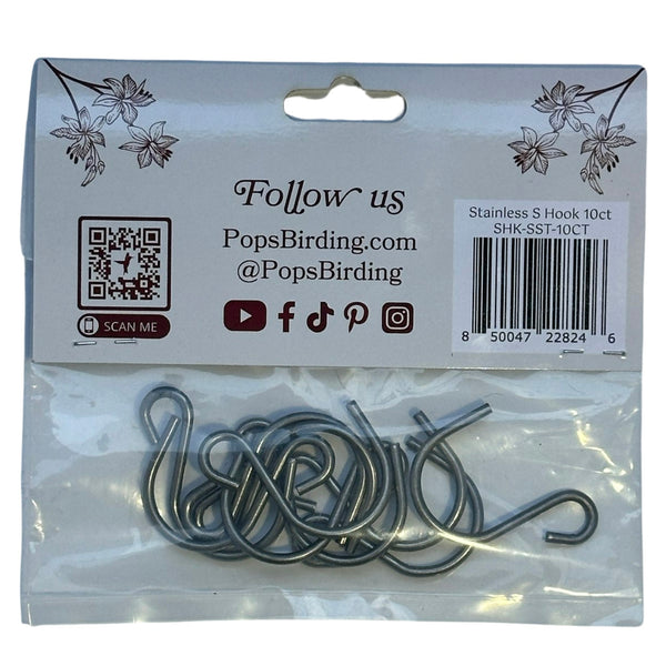 Pop's Birding - Perfect Little Stainless 'S' Hooks, 10 count (Case of 12ct) - Default Title