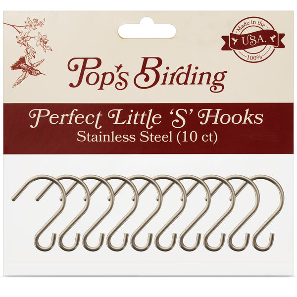 Pop's Birding Perfect Little Stainless 'S' Hooks, 10 count