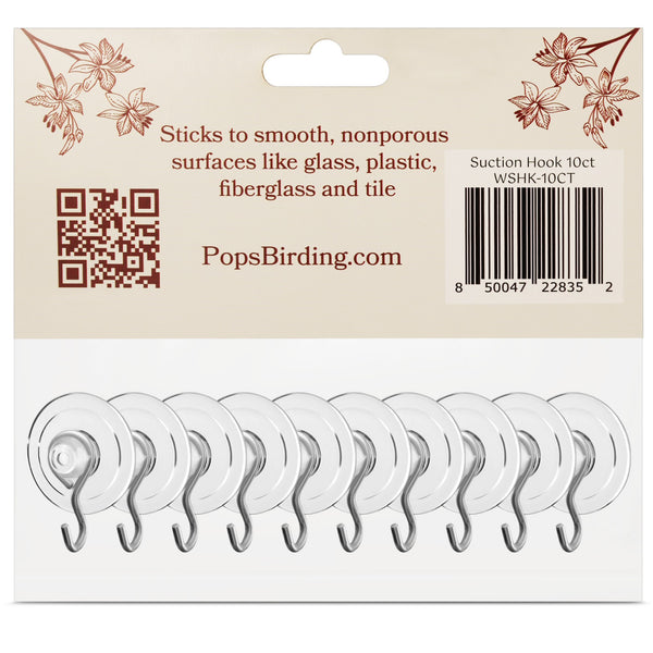 Pop's Birding Perfect Little Suction Hooks, 10 count