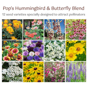 Pop's Birding - Pop's Hummingbird & Butterfly Wildflower Seed Mix (Case of 60ct) - 60ct